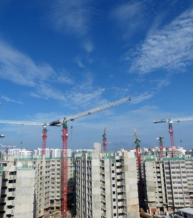 construction, site, blue sky, cranes, building construction, helmet, architecture, blue, building, heavy equipment, build, metal, sky, building site, construction site, housing, singapore, nature, men at work, under construction, cloud, blue construction, blue metal